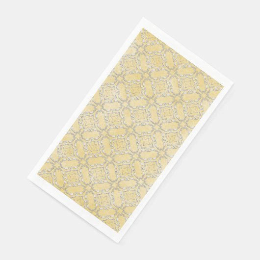 Silver Gray and Yellow Metallic Flechtmuster Serviette (Ecke)