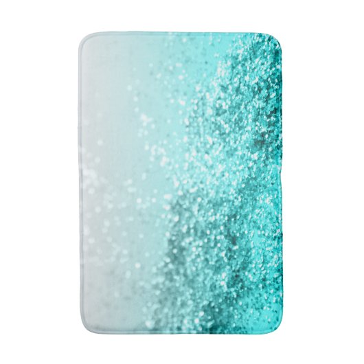 Silver Gray Aqua Aquamarin Ocean Glitzer #1 Badematte (Vorderseite Vertikal)
