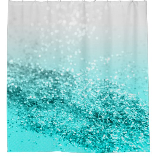 Silver Gray Aqua Aquamarin Ocean Glitzer #1 Duschvorhang (Vorderseite)