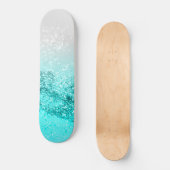 Silver Gray Aqua Teal Ocean Glitter #1 Skateboard (Vorderseite)