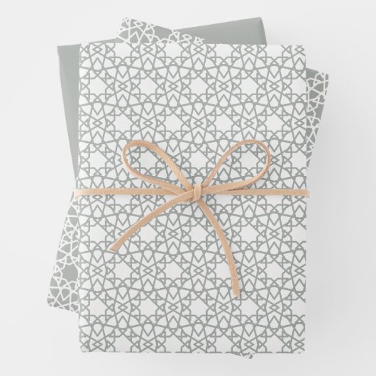 Silver Gray Arabesque Design Geschenkpapier Set (Beispiel)