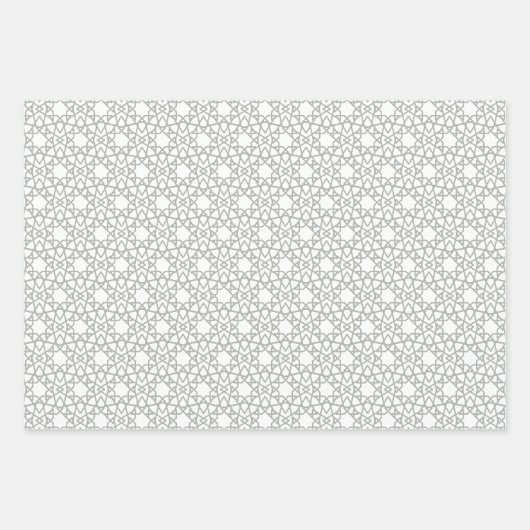 Silver Gray Arabesque Design Geschenkpapier Set (Vorderseite)