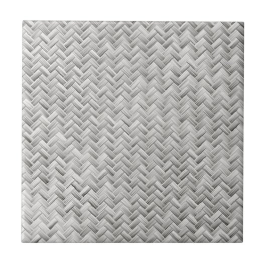 Silver Gray Basket Weave Geometric Muster Fliese (Vorderseite)