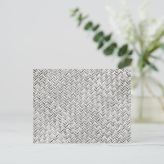 Silver Gray Basket Weave Geometric Muster Postkarte (Stehend Vorderseite)