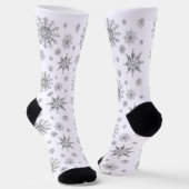 Silver Gray Beautiful Winter Snowflakes Muster Socken (Gewinkelt)