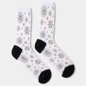 Silver Gray Beautiful Winter Snowflakes Muster Socken (Rechts)