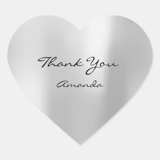 Silver Gray Beauty Name Bridal Herz Danke Herz-Aufkleber (Vorderseite)