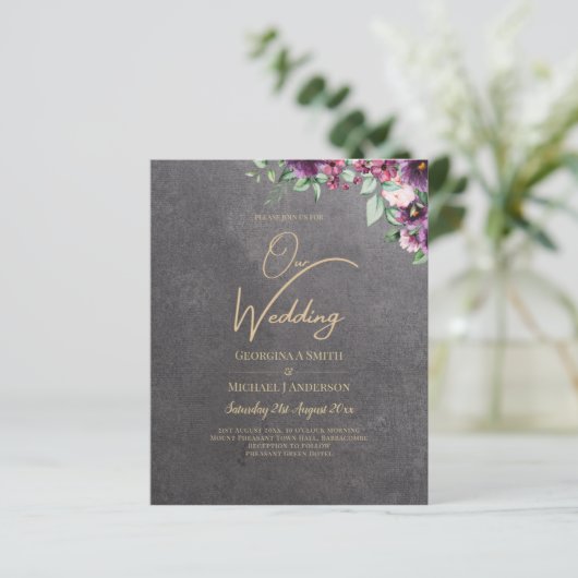 Silver Gray Berry Floral Wedding Winter Fall (Stehend Vorderseite)