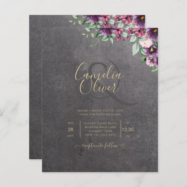 Silver Gray Berry Floral Wedding Winter Fall (Vorne/Hinten)
