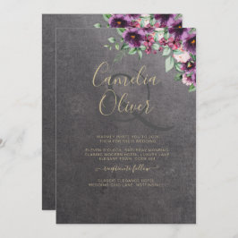 Silver Gray Berry Floral Wedding Winter Fall Einladung