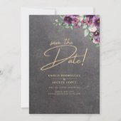 Silver Gray Berry Floral Wedding Winter Fall Einladung (Vorderseite)