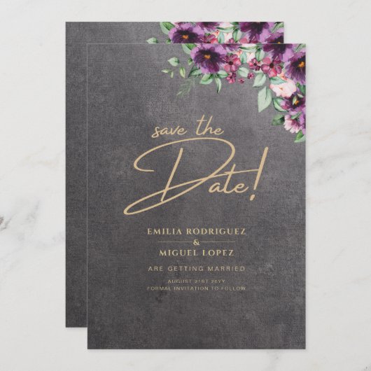 Silver Gray Berry Floral Wedding Winter Fall Einladung (Vorne/Hinten)