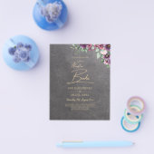 Silver Gray Berry Floral Wedding Winter Fall Flyer (Einzeln)