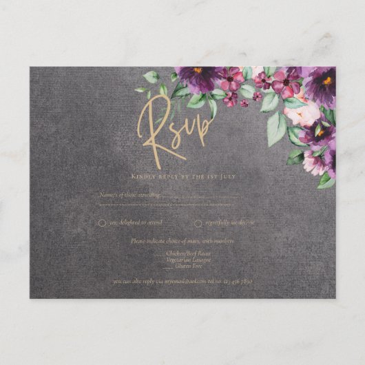 Silver Gray Berry Floral Wedding Winter Fall Postkarte (Vorderseite)