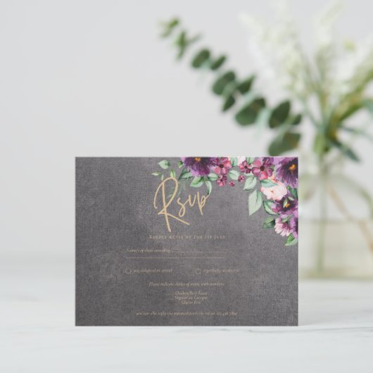 Silver Gray Berry Floral Wedding Winter Fall Postkarte (Stehend Vorderseite)