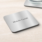 Silver Gray Beruflich Einzigartig klassisch einfac Getränkeuntersetzer (Linke Seite)