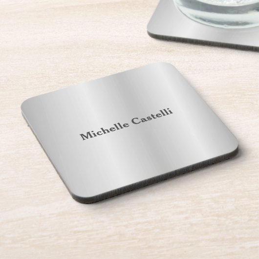 Silver Gray Beruflich Einzigartig klassisch einfac Getränkeuntersetzer (Linke Seite)