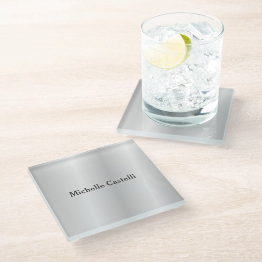 Silver Gray Beruflich Einzigartig klassisch einfac Glasuntersetzer (Schrägansicht)