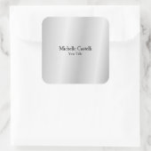 Silver Gray Beruflich Einzigartig klassisch einfac Quadratischer Aufkleber (Tasche)