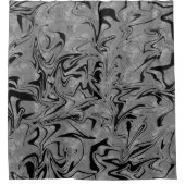 Silver Gray & Black Elegant Glam Marmor Swirl Duschvorhang (Vorderseite)