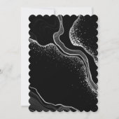 silver gray & black floral wreath wedding einladung (Rückseite)