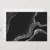 silver gray & black flowers botanical wedding einladung (Rückseite)