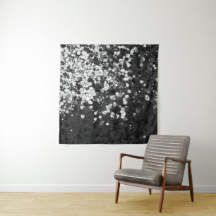 Silver Gray Black Glitzer Glam #1 Wandteppich