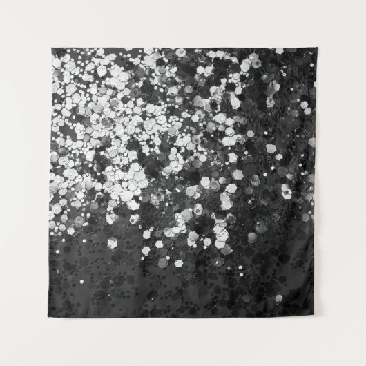 Silver Gray Black Glitzer Glam #1 Wandteppich (Vorderseite)