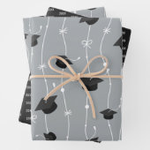 Silver Gray & Black Graduation Cap Toss Geschenkpapier Set (Beispiel)