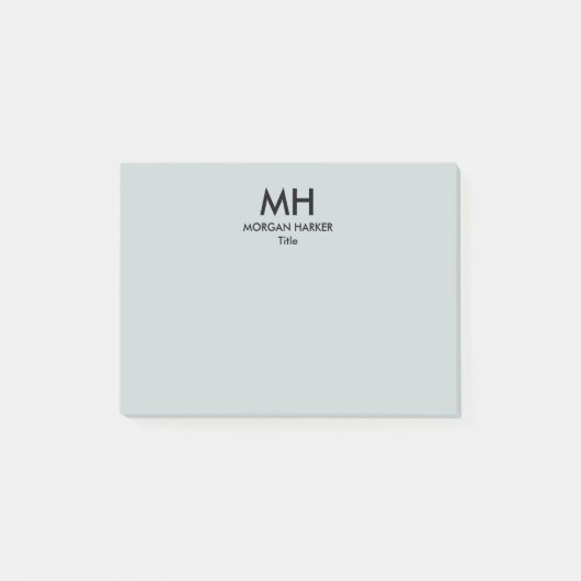 Silver Gray Black Minimal Clean Initials Post-it Klebezettel (Vorderseite)