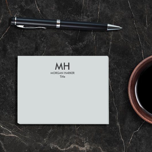 Silver Gray Black Minimal Clean Initials Post-it Klebezettel