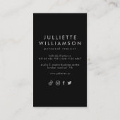 Silver Gray & Black Personal Trainer Social Media Visitenkarte (Rückseite)