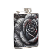 Silver Gray & Black Rose Elegante Gotische Hochzei Flachmann (Rechts)