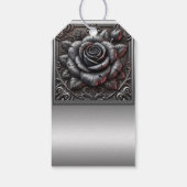 Silver Gray & Black Rose Elegante Gotische Hochzei Geschenkanhänger (Rückseite)