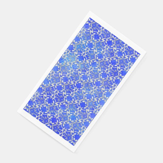 Silver Gray Blue Dancing Scrolls Muster Serviette (Ecke)