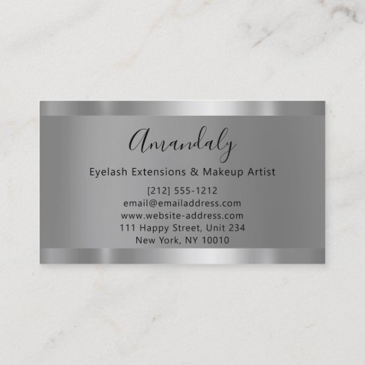 Silver Gray Blue Marble Frame Event Planner Visitenkarte (Rückseite)