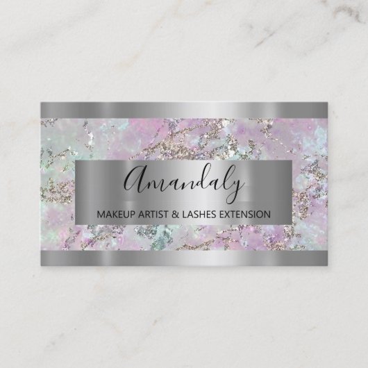 Silver Gray Blue Marble Frame Event Planner Visitenkarte (Vorderseite)
