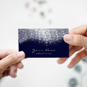 Silver Gray Blue Navy Glitzer Makeup Artist Lashes Visitenkarte