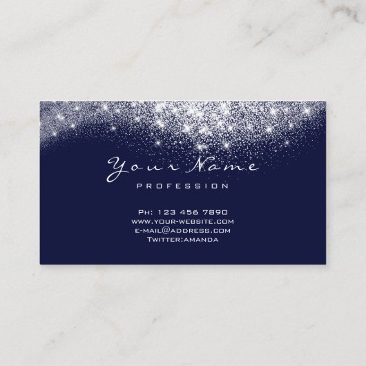 Silver Gray Blue Navy Glitzer Makeup Artist Lashes Visitenkarte (Rückseite)