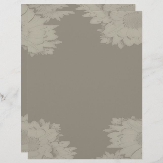 Silver Gray Blume Scrapbook Paper (Vorne/Hinten)