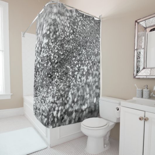 Silver Gray Bokeh Glitzer #1 (Imitate Glitzer) #de Duschvorhang (Beispiel)