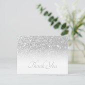 Silver Gray Bokeh Glitzer White Ombre Vielen Dank Postkarte (Stehend Vorderseite)