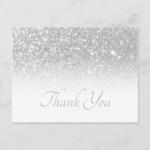 Silver Gray Bokeh Glitzer White Ombre Vielen Dank Postkarte