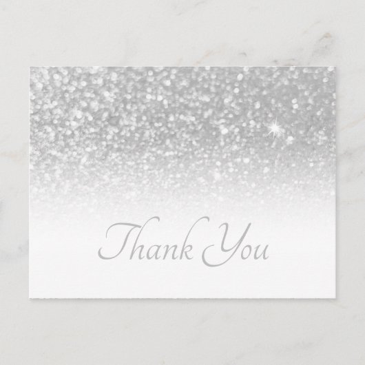 Silver Gray Bokeh Glitzer White Ombre Vielen Dank Postkarte (Vorderseite)