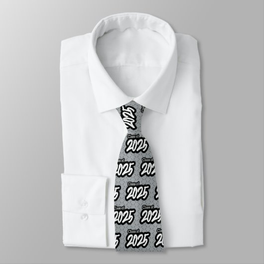 Silver Gray Bold Brush Class of 2025 Neck Tie Krawatte (Gebunden)