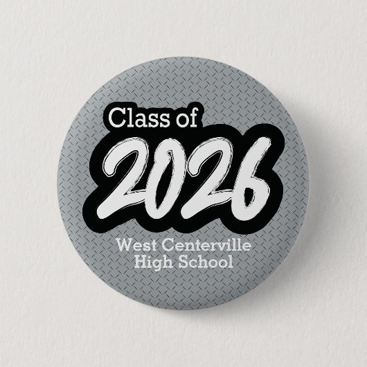 Silver Gray Bold Brush Class of 2026 Button (Vorderseite)
