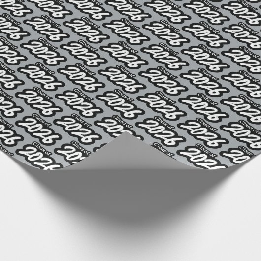 Silver Gray Bold Brush Class of 2026 Geschenkpapier (Ecke)