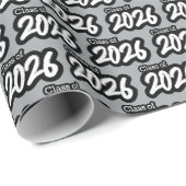 Silver Gray Bold Brush Class of 2026 Geschenkpapier (Rolleneckpunkt)