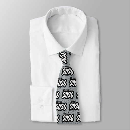 Silver Gray Bold Brush Class of 2026 Neck Tie Krawatte (Gebunden)