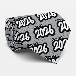 Silver Gray Bold Brush Class of 2026 Neck Tie Krawatte